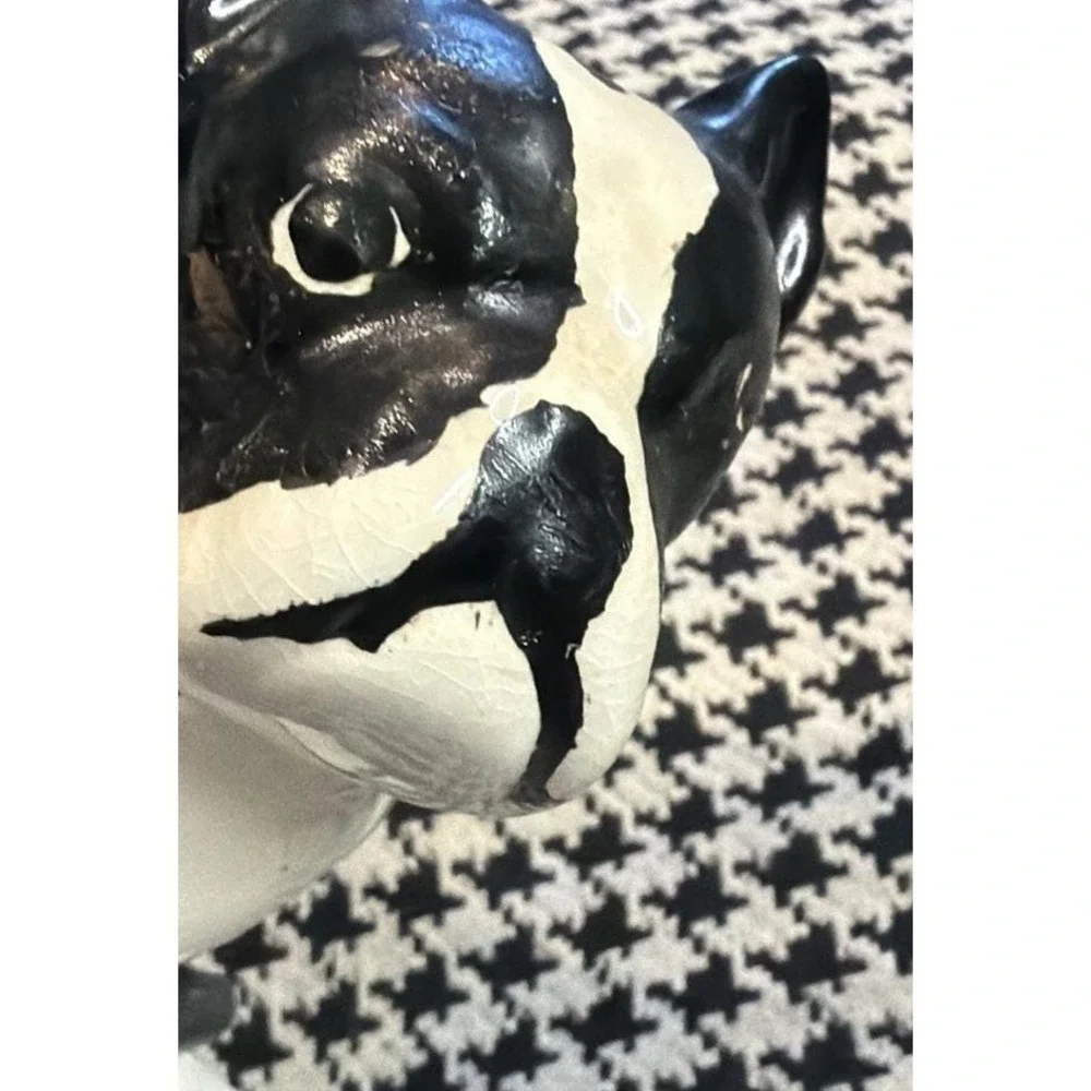 Vintage Boston Terrier Dog Figurine Black White 6